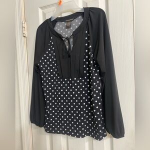 Susan Lawrence Black and White Polka Dot Women's long sleeve Top size S